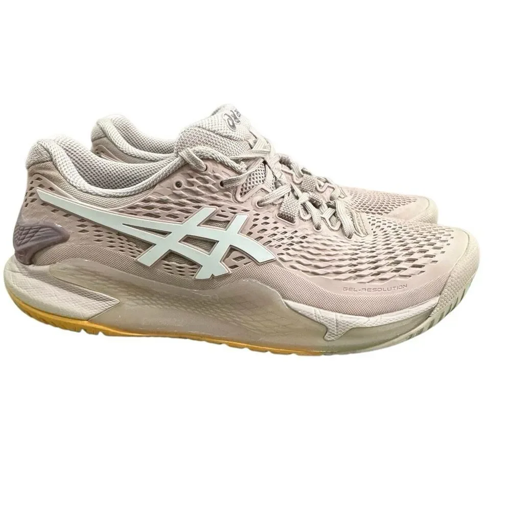 Asics Gel-Resolution 9 Tennis Shoes Womens US 9 White Pink Athletic 1042A208